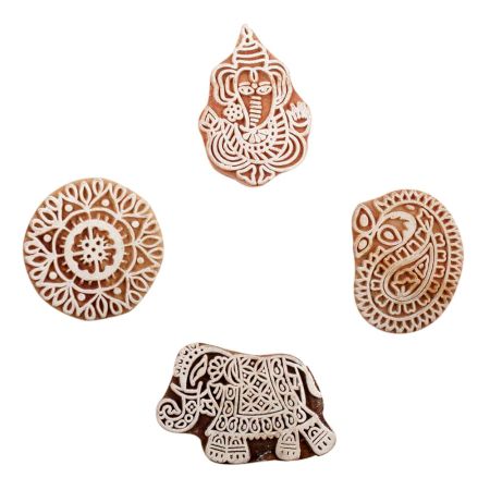 Set of 4 Piece New Mix Wooden Printing Block